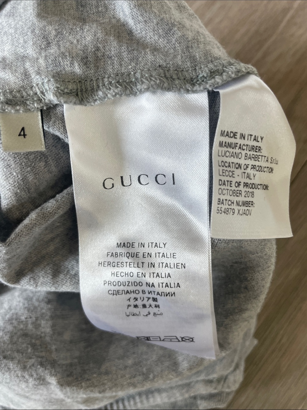 Gucci girls 4T Grey Metallic Rainbow Tiger Logo T-Shirt - Picture 5 of 5